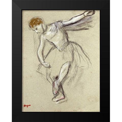A Dancer Seen In Profile Black Modern Wood Framed Art Print by Degas, Edgar