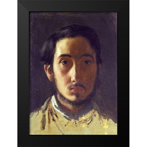 Degas Self Portrait Black Modern Wood Framed Art Print by Degas, Edgar