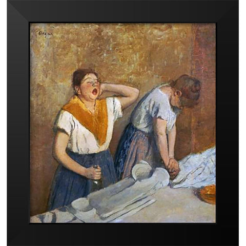 The Laundry Workers Ironing Black Modern Wood Framed Art Print by Degas, Edgar