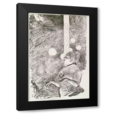 The Song of The Dog Black Modern Wood Framed Art Print with Double Matting by Degas, Edgar