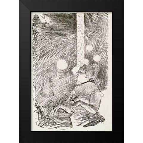 The Song of The Dog Black Modern Wood Framed Art Print by Degas, Edgar