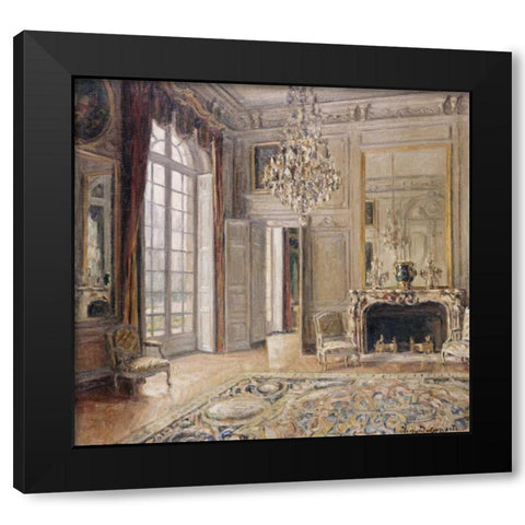 Salon De Madame De Maintenon Black Modern Wood Framed Art Print by Delaporte, Maurice-Eugene