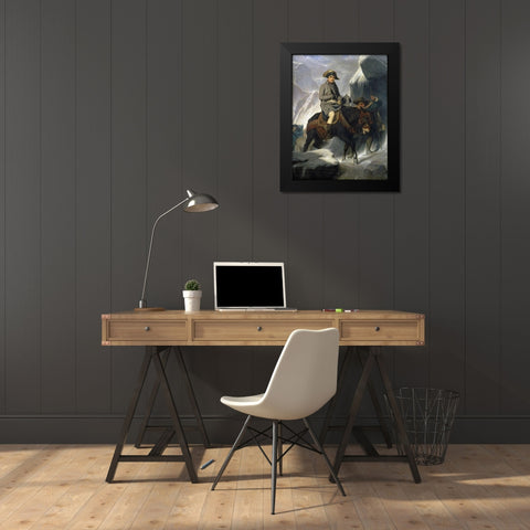 Napoleon Crossing The Alps Black Modern Wood Framed Art Print by Delaroche, Paul
