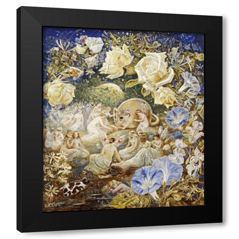 Fairies and a Field Mouse Black Modern Wood Framed Art Print by Dell, Etheline E.