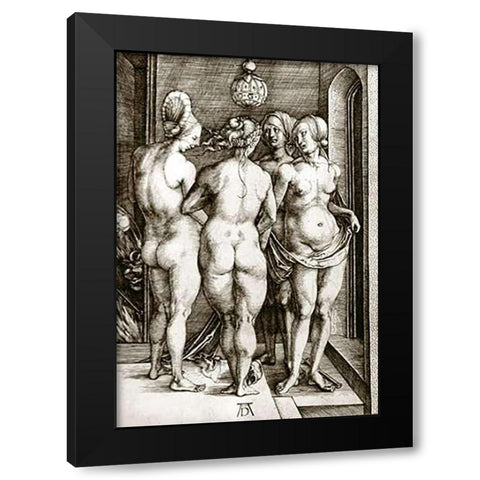 The Witches Black Modern Wood Framed Art Print by Durer, Albrecht