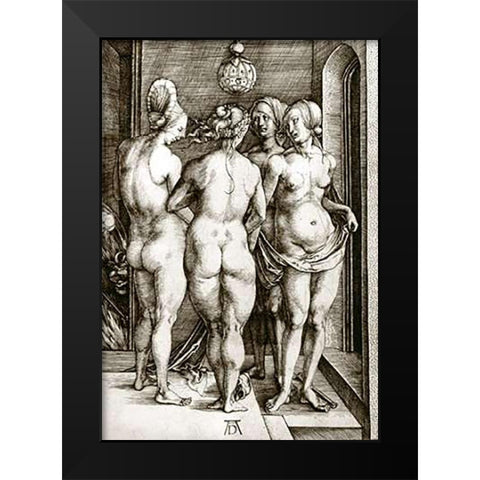 The Witches Black Modern Wood Framed Art Print by Durer, Albrecht