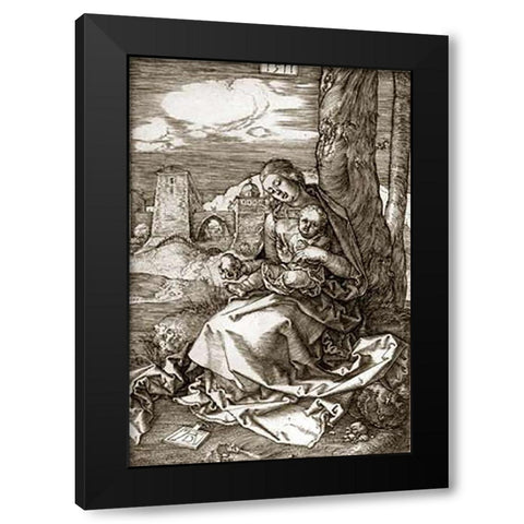 The Virgin and Child With The Pear Black Modern Wood Framed Art Print with Double Matting by Durer, Albrecht