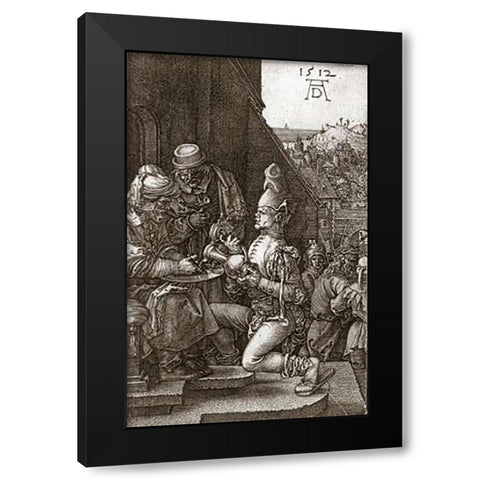 Pilate Washing His Hands Black Modern Wood Framed Art Print by Durer, Albrecht