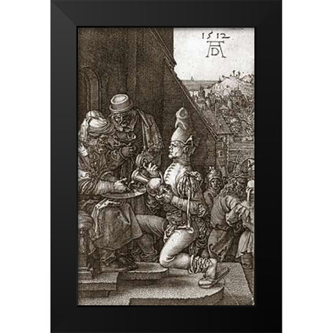 Pilate Washing His Hands Black Modern Wood Framed Art Print by Durer, Albrecht