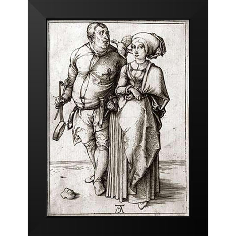 A Cook and His Wife Black Modern Wood Framed Art Print by Durer, Albrecht