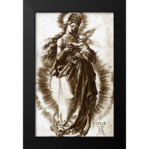 The Virgin and Child On a Crescent With a Starry Crown Black Modern Wood Framed Art Print by Durer, Albrecht