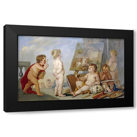 Une Allegorie Des Arts Black Modern Wood Framed Art Print with Double Matting by Eisen, Charles