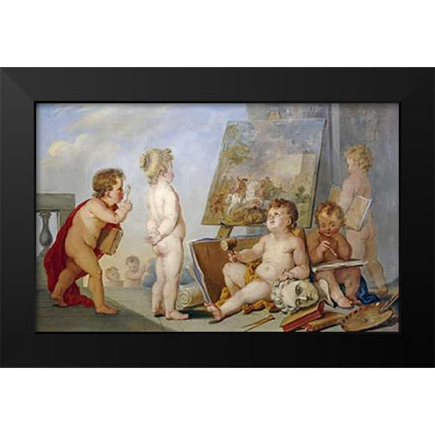 Une Allegorie Des Arts Black Modern Wood Framed Art Print by Eisen, Charles