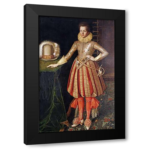 Portrait of a Gentleman Black Modern Wood Framed Art Print by English School