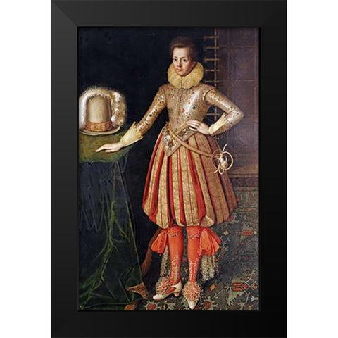 Portrait of a Gentleman Black Modern Wood Framed Art Print by English School