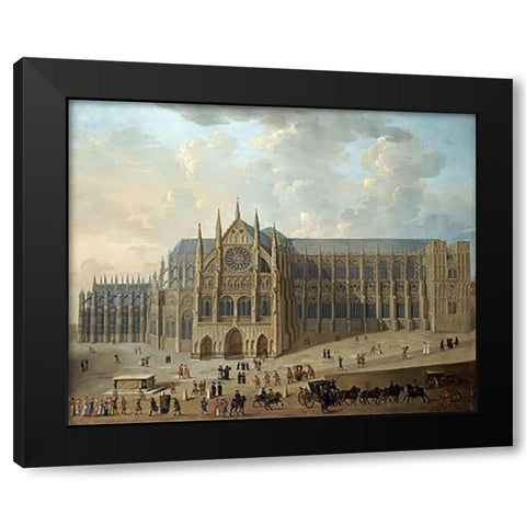 View of Westminster Abbey Black Modern Wood Framed Art Print with Double Matting by English School