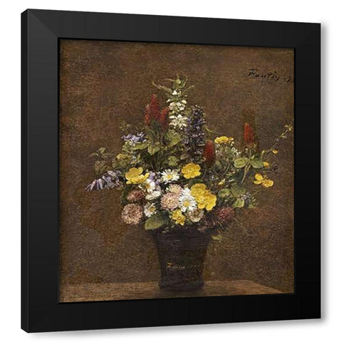 Wild Flowers Black Modern Wood Framed Art Print with Double Matting by Latour, Henri Fantin
