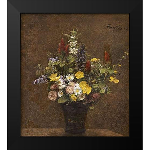 Wild Flowers Black Modern Wood Framed Art Print by Latour, Henri Fantin
