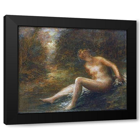 The Huntress Black Modern Wood Framed Art Print by Latour, Henri Fantin
