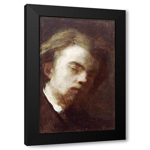 Self-Portrait Black Modern Wood Framed Art Print with Double Matting by Latour, Henri Fantin