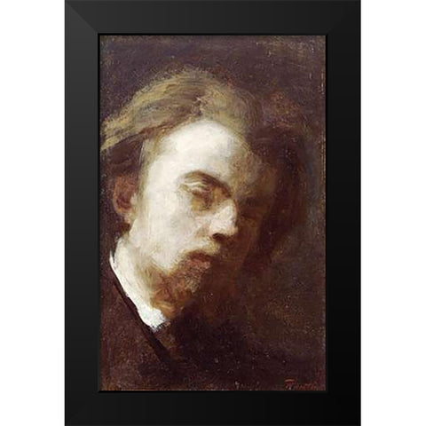 Self-Portrait Black Modern Wood Framed Art Print by Latour, Henri Fantin