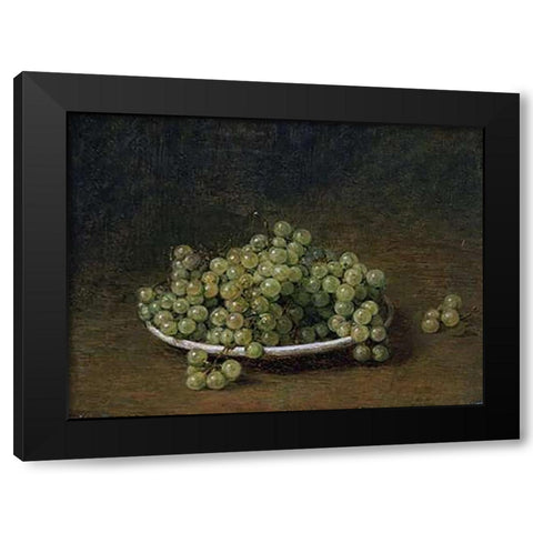 White Grapes On a Plate Black Modern Wood Framed Art Print by Latour, Henri Fantin