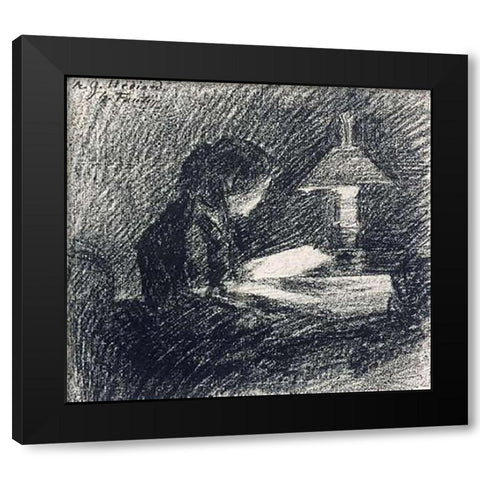 The Lesson Black Modern Wood Framed Art Print by Latour, Henri Fantin
