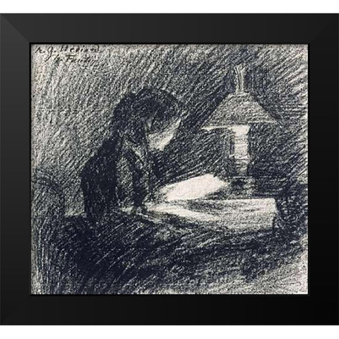 The Lesson Black Modern Wood Framed Art Print by Latour, Henri Fantin