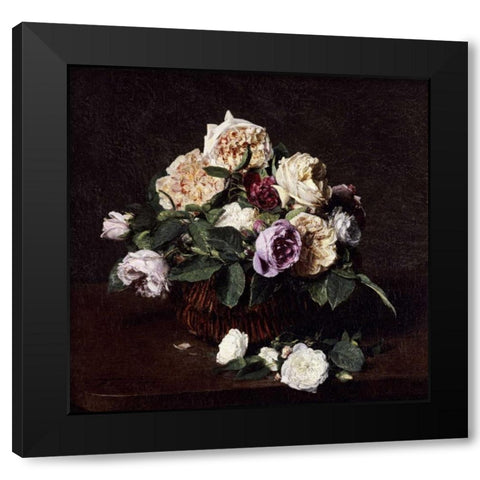 Vase De Fleurs Black Modern Wood Framed Art Print by Fantin-Latour, Henri