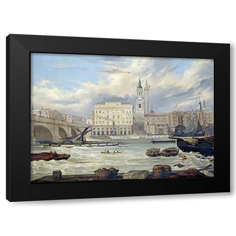 View of The Adelaide Hotel Black Modern Wood Framed Art Print by Fenoulhet