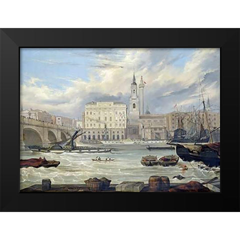 View of The Adelaide Hotel Black Modern Wood Framed Art Print by Fenoulhet