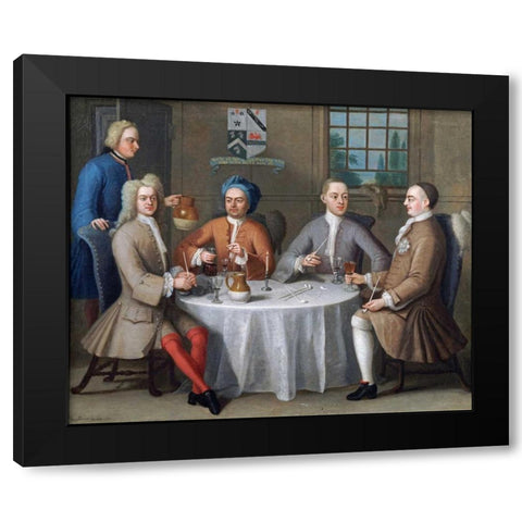 Sir Thomas Sebright, Sir John Bland and Two Friends Black Modern Wood Framed Art Print by Ferrers, Benjamin