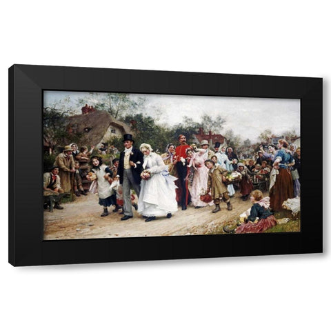 The Village Wedding Black Modern Wood Framed Art Print by Fildes, Sir Samuel Luke