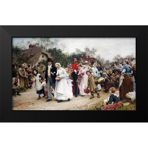 The Village Wedding Black Modern Wood Framed Art Print by Fildes, Sir Samuel Luke