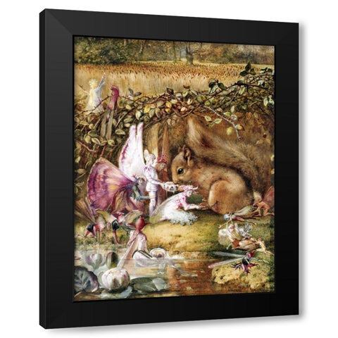 The Wounded Squirrel Black Modern Wood Framed Art Print with Double Matting by Fitzgerald, John Anster