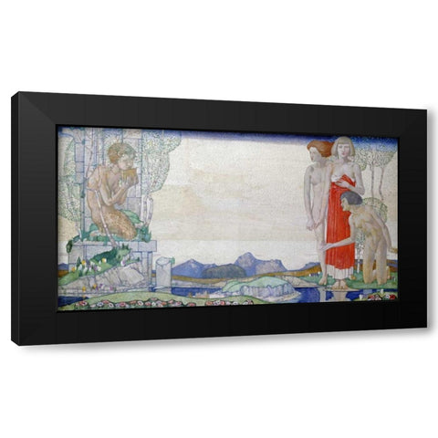 The Voice of Pan Black Modern Wood Framed Art Print by Frampton, Edward Reginald