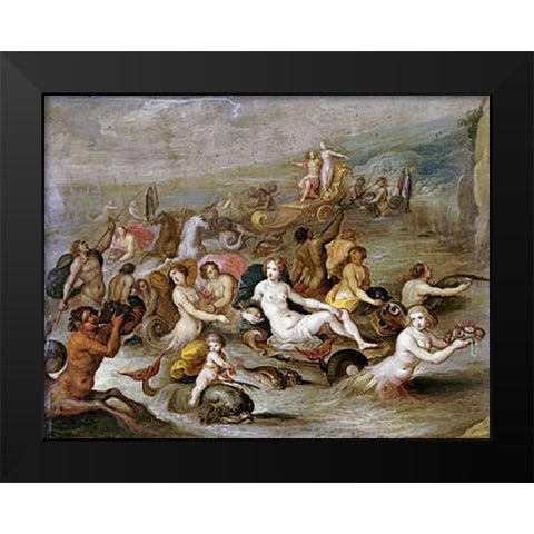 The Triumph of Amphitrite Black Modern Wood Framed Art Print by Francken, Frans II