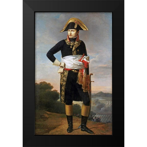 Portrait of Napoleon Black Modern Wood Framed Art Print by French School