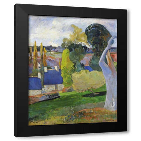 Farm In Brittany II Black Modern Wood Framed Art Print by Gauguin, Paul