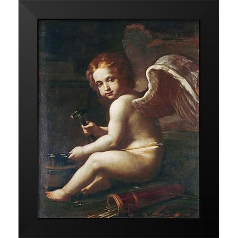 Cupid Sharpening His Arrows Black Modern Wood Framed Art Print by Gessi, Giovan Francesco