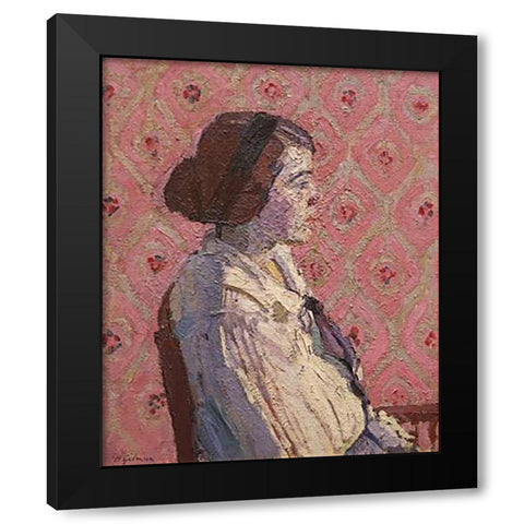 A Portrait In Profile Black Modern Wood Framed Art Print by Gilman, Harold