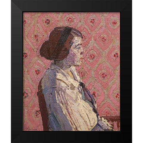 A Portrait In Profile Black Modern Wood Framed Art Print by Gilman, Harold
