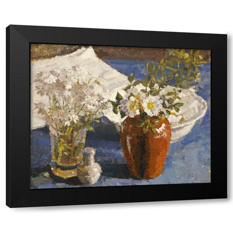 Still Life With Flowers In a Vase Black Modern Wood Framed Art Print by Gilman, Harold