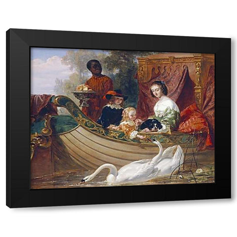 The Children of King Charles I Black Modern Wood Framed Art Print by Goodall, Frederick