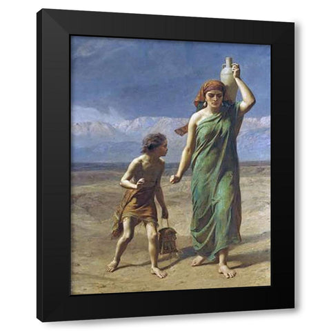 Hagar and Ishmael Black Modern Wood Framed Art Print with Double Matting by Goodall, Frederick