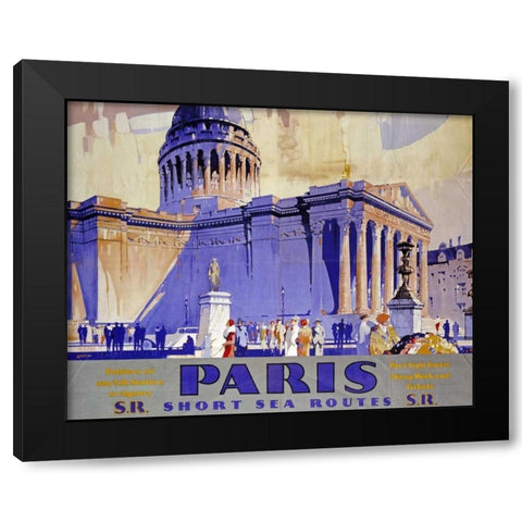 Paris, Southern Railway Black Modern Wood Framed Art Print with Double Matting by Grifin