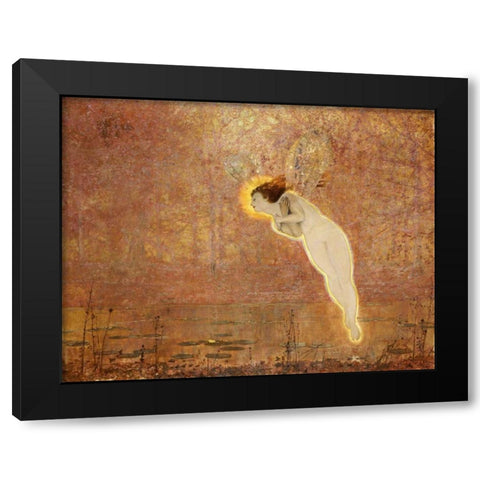Iris Black Modern Wood Framed Art Print by Grimshaw, John Atkinson