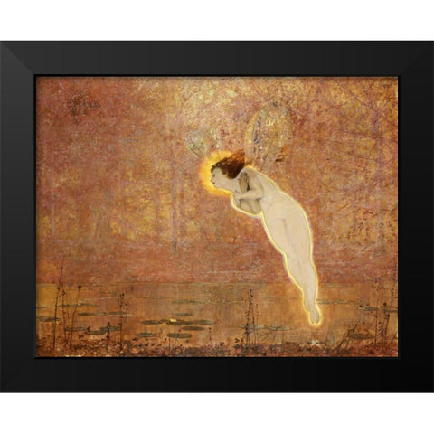 Iris Black Modern Wood Framed Art Print by Grimshaw, John Atkinson
