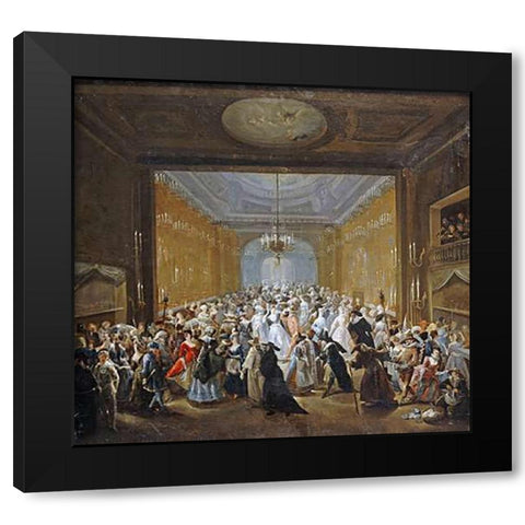 The Subscription Ball In The Haymarket Black Modern Wood Framed Art Print by Grisoni, Giuseppe