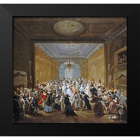 The Subscription Ball In The Haymarket Black Modern Wood Framed Art Print by Grisoni, Giuseppe